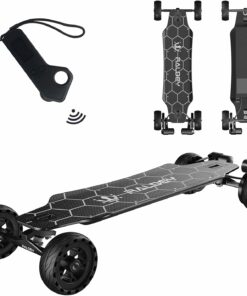 AT V.2 Carbon Fiber All-Terrain Electric Skateboard, 28MPH, 19-Mile Range, 3000W Dual Motor, Black, for Adults & Teens