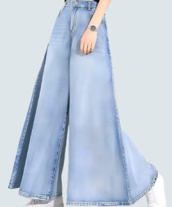 Brand Solid Wide Leg Jeans A3 - Modern Relaxed Fit Denim Pants