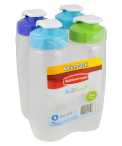 Rubbermaid 20oz Chug Water Bottles 4-Pack, Leak-Proof, Easy-Grip, Blue/Green