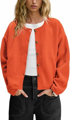 Button Down Fleece Winter Jacket WO16
