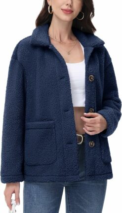 Button Down Fuzzy Fleece Jacket WO4