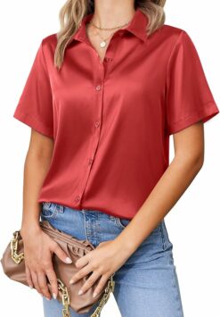 Satin Button Down Shirt WO35
