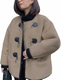 Women's Collarless Button Down Jacket WO12