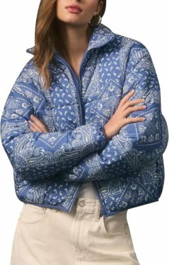 Women's Cropped Puffer Quilted Jacket WO49